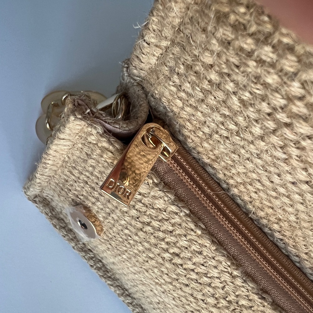 Dior Beige Woven Shoulder Bag with Acrylic Chain - Picture 11 of 16